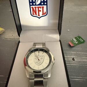 NFL Silver Watch with White Dial